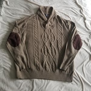 Men's Cable Knit Elbow Patch Sweater
